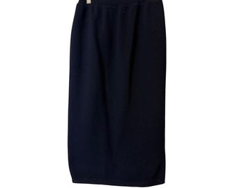 Falda tubo de lana negra de Benetton, fabricada en Italia, pura lana, talla M, vintage.
