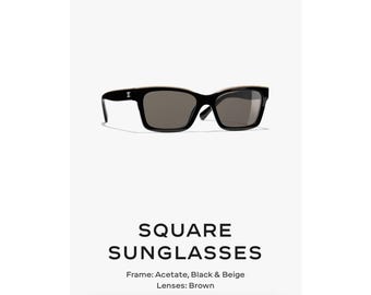 Vintage Y2K Chanel Black Rectangle Sunglasses Classic CC Logo