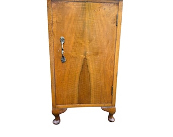 Vintage 1930s Burr Walnut Side End Bed Table Chest Cabinet