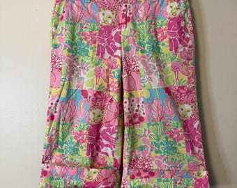 Lilly Pulitzer Tropical Patchwork Palm Beach-fit bermuda, maat 2 vintage