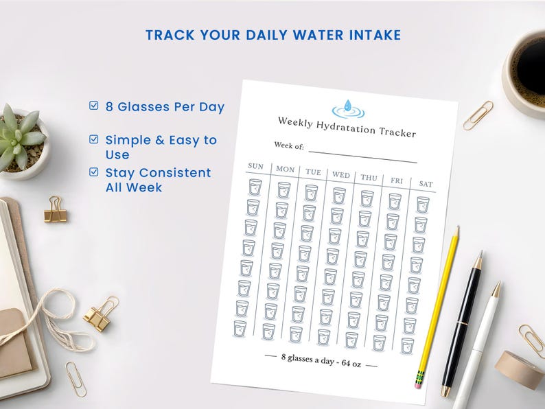Weekly Hydration Tracker Printable | Daily Water Log | Habit Planner ...