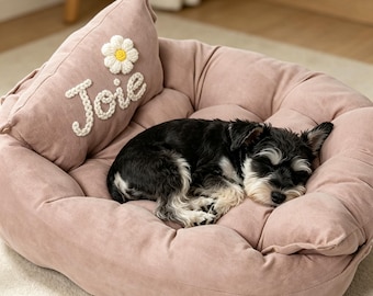 Benutzerdefiniertes verformbares Bett für Hunde, waschbares großes Haustierbett mit Namen, Luxuswelpenbett, personalisiertes Welpensofa, Haustier-Geburtstagsgeschenk