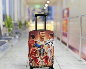 Soccer Star Ronaldo Collage Luggage Cover | Football Player Print