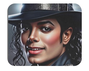 Alfombrilla de ratón con retrato icónico de la estrella del pop Michael Jackson / Ilustración retro del artista musical