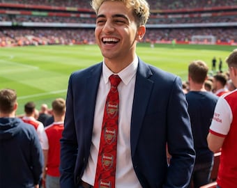 Arsenal Crest Pattern Necktie | Red Football Club Logo Tie