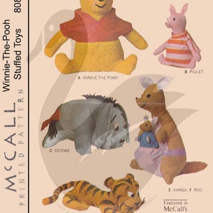 Reproduction Winnie the Pooh & Friends Stuffed Toys Sewing Pattern M8087 - PDF