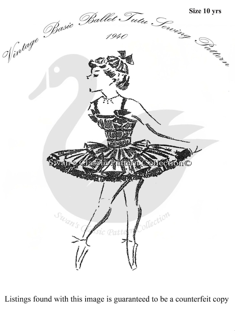 Vintage Girls Ballet Tutu Sewing Pattern Size 10years PDF image 1