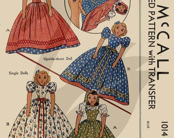 Reproduction Vintage Upside Down & Single Dolls Sewing Pattern M1014 PDF