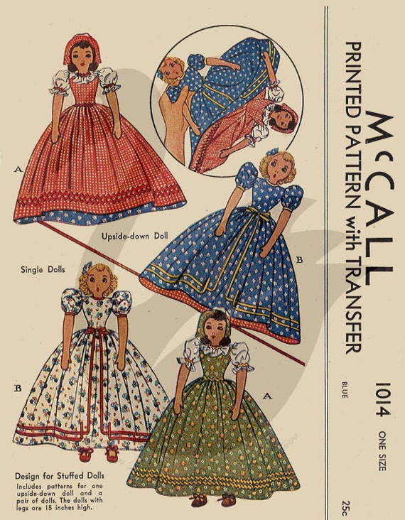Reproduction Vintage Upside Down & Single Dolls Sewing Pattern M1014 PDF - Etsy Reproduction Vintage Upside Down & Single Dolls Sewing Pattern M1014 PDF - Etsy