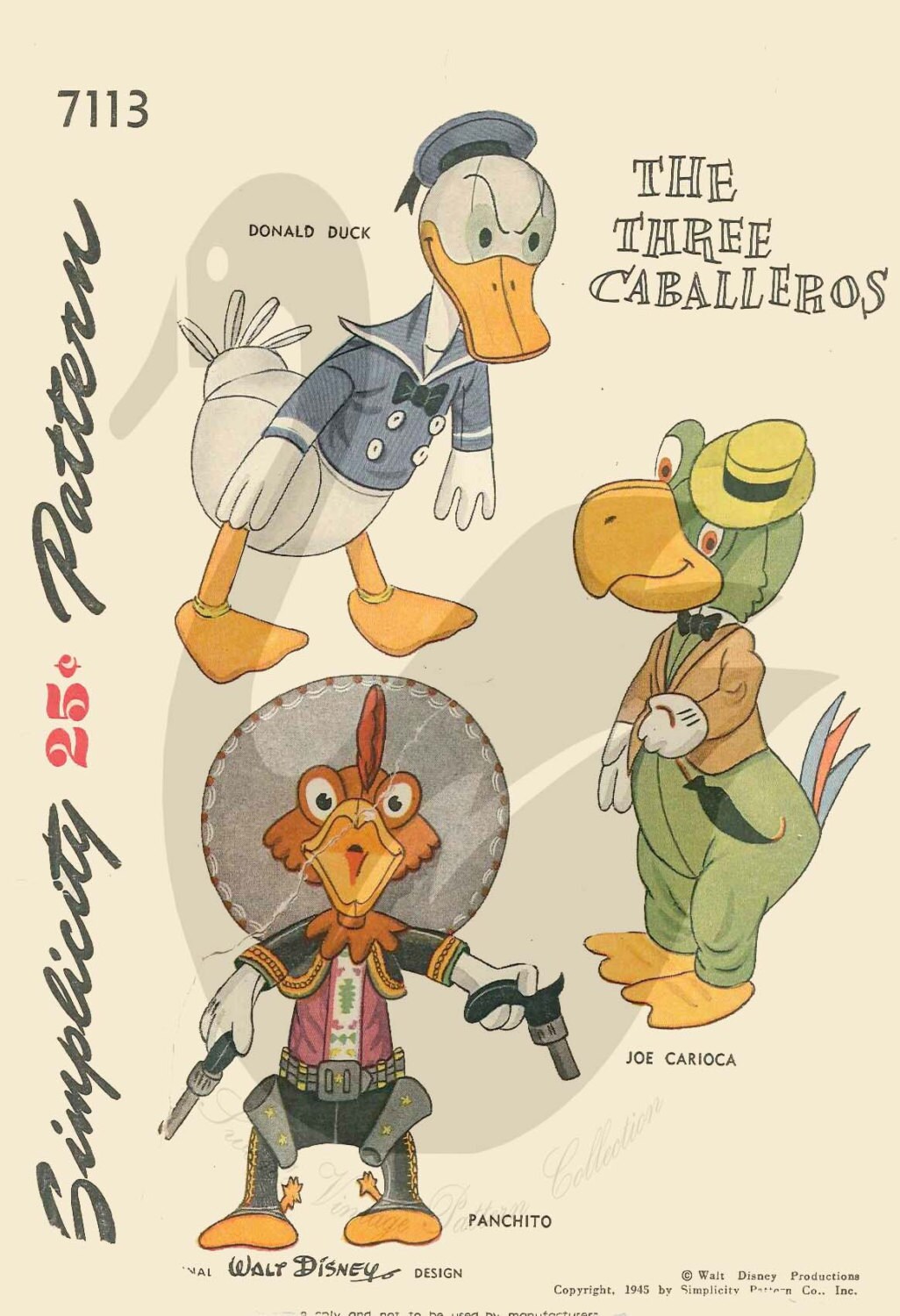 Riproduzione vintage tre Caballeros Sewing Pattern S7113 
