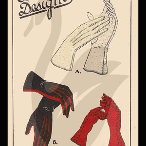 Reproduction Ladies Gloves Sewing Pattern Size 6 - 8 All sizes included - PDF