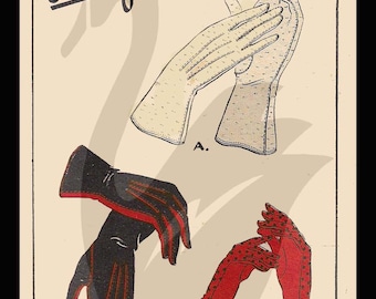 Reproduction Ladies Gloves Sewing Pattern Size 6 - 8 All sizes included - PDF