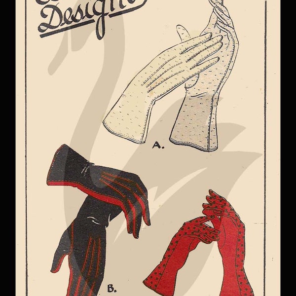 Reproduction Patron de Couture Gants Femme Taille 6 - 8 Toutes tailles incluses - PDF