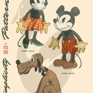 SEWING PATTERN - Mickey Mouse, Minnie and Pluto Vintage