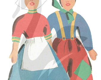 Reproduction Vintage Dutch Girl and Boy Dolls Sewing Pattern - PDF