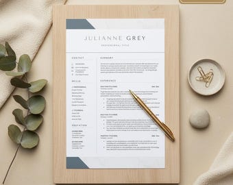 Moderne cv-sjabloon voor Google Documenten, Word- en Mac-pagina's, pagina-cv en sollicitatiebriefsjablonen, cv-sjabloon, minimalistische cv
