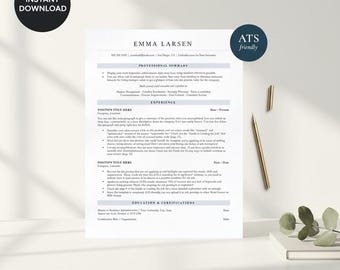 Sjabloon voor eenvoudig ATS-cv | Word, Google Docs en Pages |Professioneel, bewerkbaar, inclusief sollicitatiebrief en referenties