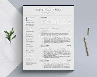 CV-sjabloon directeur voor Google Docs, Word & Pages | Professioneel cv-sjabloon, cv-sjabloon, zakelijk, IT-cv-sjabloon