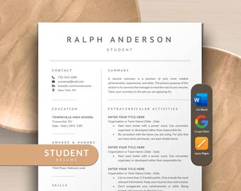 Sjabloon CV voor studenten zonder ervaring + sollicitatiebrief | ATS-vriendelijk met 1 pagina voor middelbare scholen, hogescholen en middelbare scholen