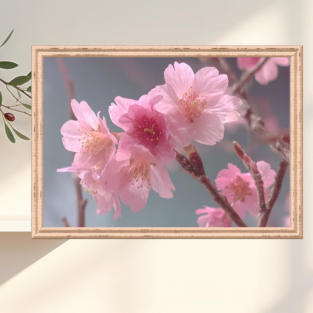 Cherry Blossom Landscape Print, Soft Pink Floral Wall Art (digital ...