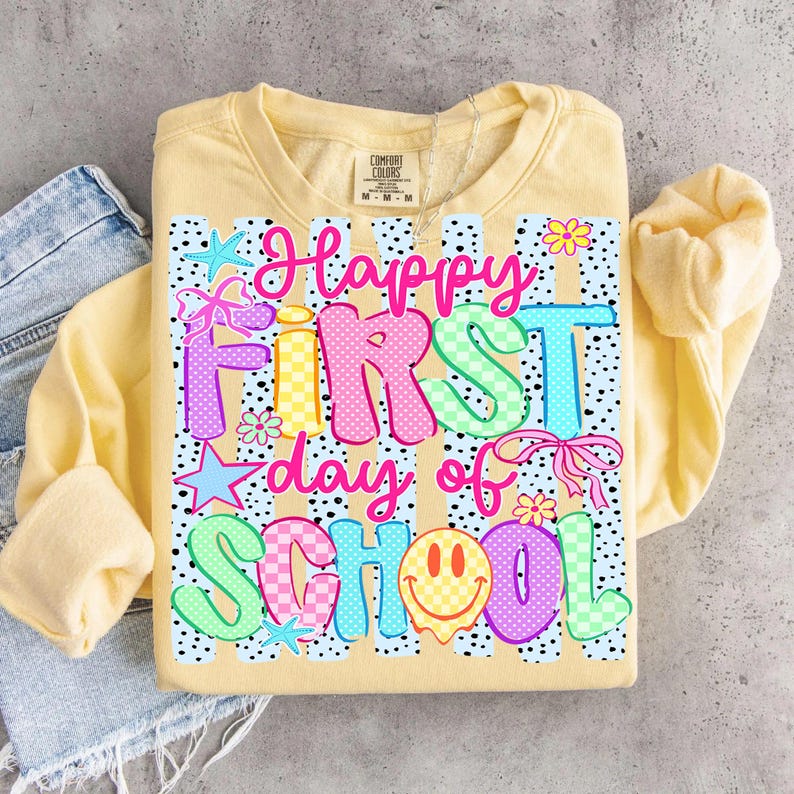 Striped Neon Happy First Day of School Png, Preppy Back To School Png, Pre-k To Fourth Grade Png, Teacher Gift Png, Hello School png image 13
