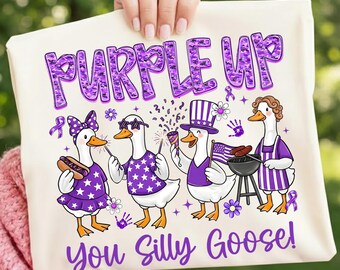 Purple Up You Silly Goose Png, Military Child Awareness Png, Month Of Military Child, Funny Goose Png, Awareness Ribbon Png, purple up flag