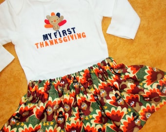 Baby Boy 1st Thanksgiving Christmas Bodysuit Shirt Bow Tie personalized 0-3-6-12