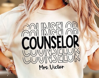 Personalized School Counselor Shirt, Custom Name Graphic Tee, Teacher Appreciation Staff Gift Shirt For Counselors Educators