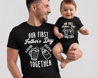 Our First Fathers Day Shirt, Personalized Dad Shirt, Custom Father Child Names Shirt, New Dad Gift, Daddy Shirt