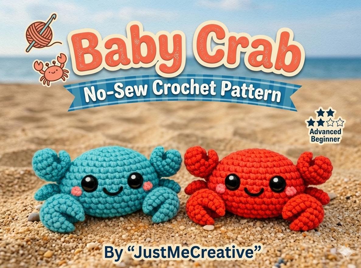 37 Crab Crochet Patterns for Cute Sea-Themed Makes You’ll Love Hooking 25 Baby Crab No-Sew amigurumi sea animal advanced beginner