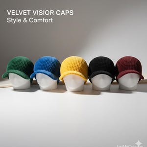 Mönster för virkad basebollkeps i sammet med strukturerad kant i PDF-format