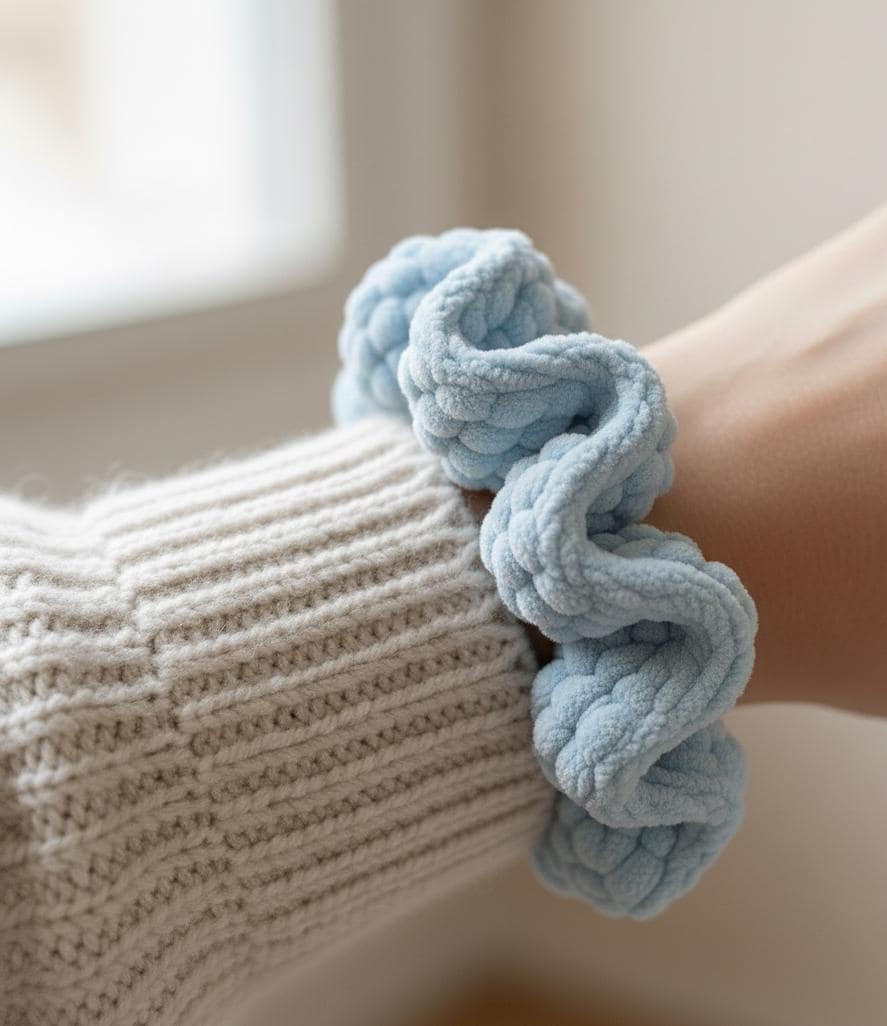 39 Crochet Scrunchies with Flowers, Ruffles, Bows, and Cherries 8 Chunky Velvet Crochet Scrunchie Pattern Beginner Friendly