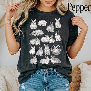 Jaren 90 vintage tattoo-stijl shirt, retro comfort kleuren Y2k konijntje shirt, Cottage core Animal T-shirt, uniseks grafisch T-shirt Pepper