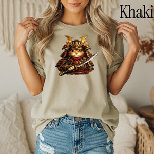 Comfort Colors® Samurai Cat Shirt, Japanese Warrior Cat T-Shirt, Anime Cat Samurai Graphic Tee, Vintage Style Cat Shirt, Gift for Cat Lovers image 10