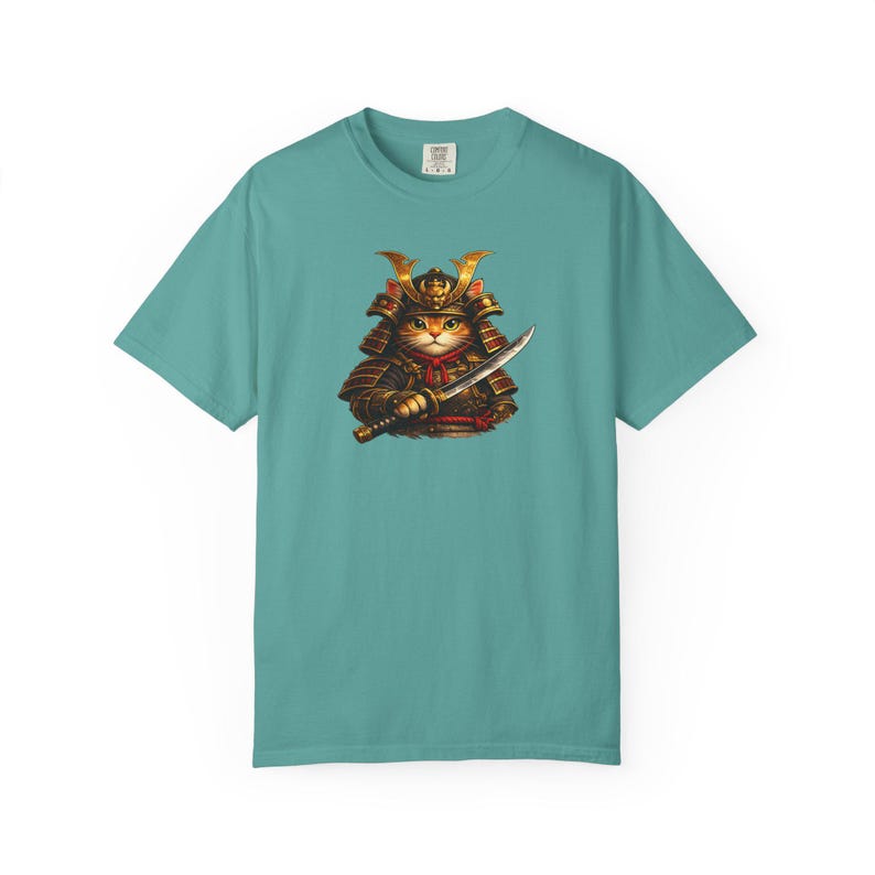 Comfort Colors® Samurai Cat Shirt, Japanese Warrior Cat T-Shirt, Anime Cat Samurai Graphic Tee, Vintage Style Cat Shirt, Gift for Cat Lovers image 16