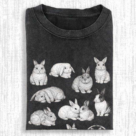 Rabbits 90s Vintage Tattoo Style Shirt, Retro Comfort Colors Y2k Bunny Shirt, Cottage core Animal Tee, Unisex Graphic Tee