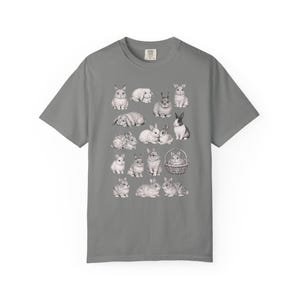 Jaren 90 vintage tattoo-stijl shirt, retro comfort kleuren Y2k konijntje shirt, Cottage core Animal T-shirt, uniseks grafisch T-shirt Granite
