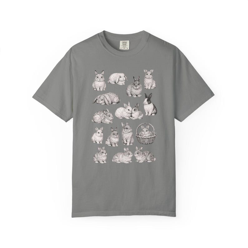 Jaren 90 vintage tattoo-stijl shirt, retro comfort kleuren Y2k konijntje shirt, Cottage core Animal T-shirt, uniseks grafisch T-shirt Granite