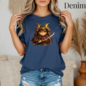 Comfort Colors® Samurai Cat Shirt, Japanese Warrior Cat T-Shirt, Anime Cat Samurai Graphic Tee, Vintage Style Cat Shirt, Gift for Cat Lovers image 12