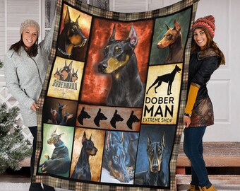 45"x31" Doberman Design Dog Bed Car Blanket Soft Fleece Throw Cover Pet Animal 