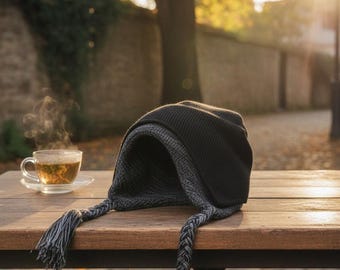 Gorro de invierno de doble capa de punto trenzado, grueso y cálido, con orejeras y borlas, ideal como regalo para mamá, ideal para el frío en Año Nuevo.