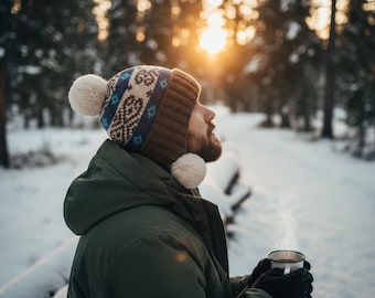 Gorro de punto de invierno con pompón suave, cálido y acogedor, regalo de San Valentín para mamá, gorro para el frío de Año Nuevo.