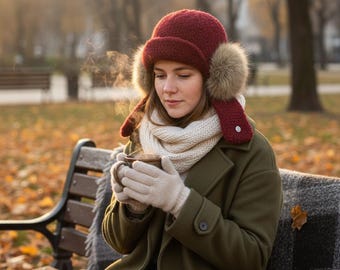 Gorro de invierno de piel sintética con orejeras, cálido gorro de felpa tipo trampero, gorro de punto suave para clima frío, regalo de San Valentín para mamá, regalo de Año Nuevo
