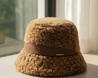 Sombrero de pescador Sherpa de color sólido, cálido gorro de lana de invierno, suave y acogedor, estilo para exteriores, regalo de San Valentín, regalo de Año Nuevo, sombrero considerado para mamá.