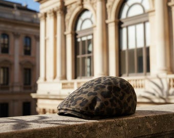 Gorra plana con estampado de leopardo vintage, estilo boina retro, elegante gorra llamativa, regalo informal de moda para mamá y seres queridos.