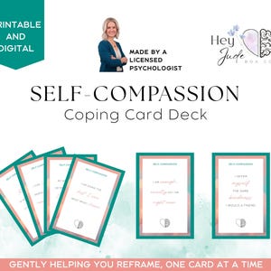 Coping Cards for Self Compassion, Affirmation Deck for Mental Health and Healing, CBT Therapy Tool Coping Skills Cards Digital and Printable