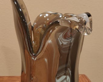 Jarrón vintage Sommerso Tulip de cristal de Murano soplado a mano