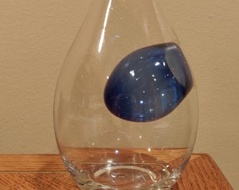Jarrón japonés antiguo de vidrio soplado a mano (vidrio Kafuki)