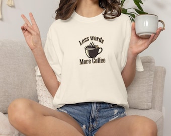 Less World More Coffee T-shirt Retro Coffee Cup Typography