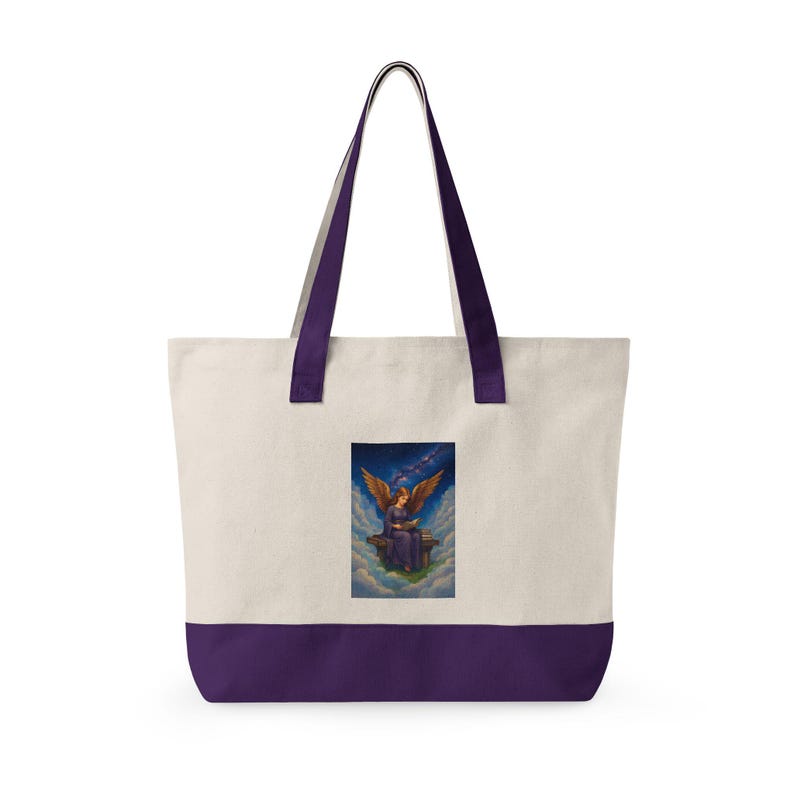 Angel Reading Illustration Zippered Tote image 16